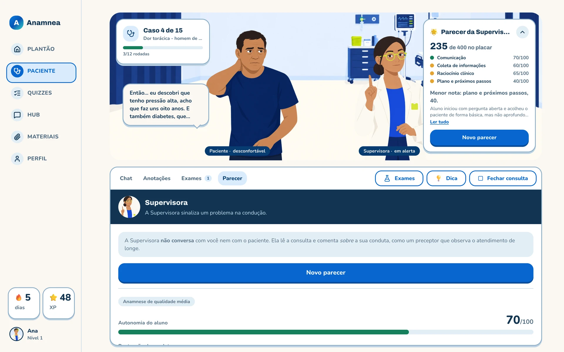 Parecer da Supervisora ao fim da consulta